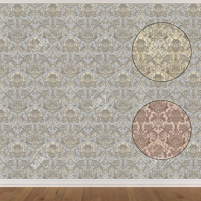 Seamless Wallpaper Set in 3 Colors 3D model image 1