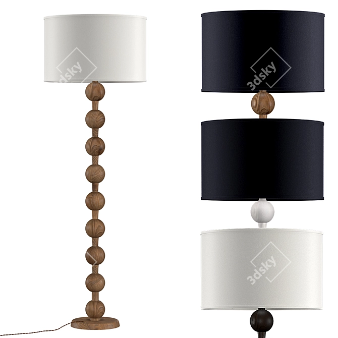 Hugo Barbell Floor Lamp: Modern Elegance in Brass 3D model image 1