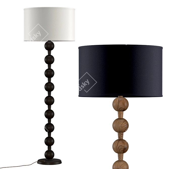 Hugo Barbell Floor Lamp: Modern Elegance in Brass 3D model image 2