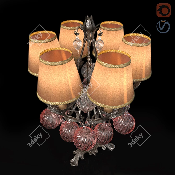 Silk Shade Murano Glass Table Lamp 3D model image 3