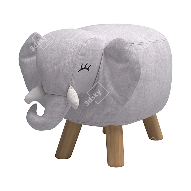 Adorable Kid Elephant Ottoman 3D model image 1