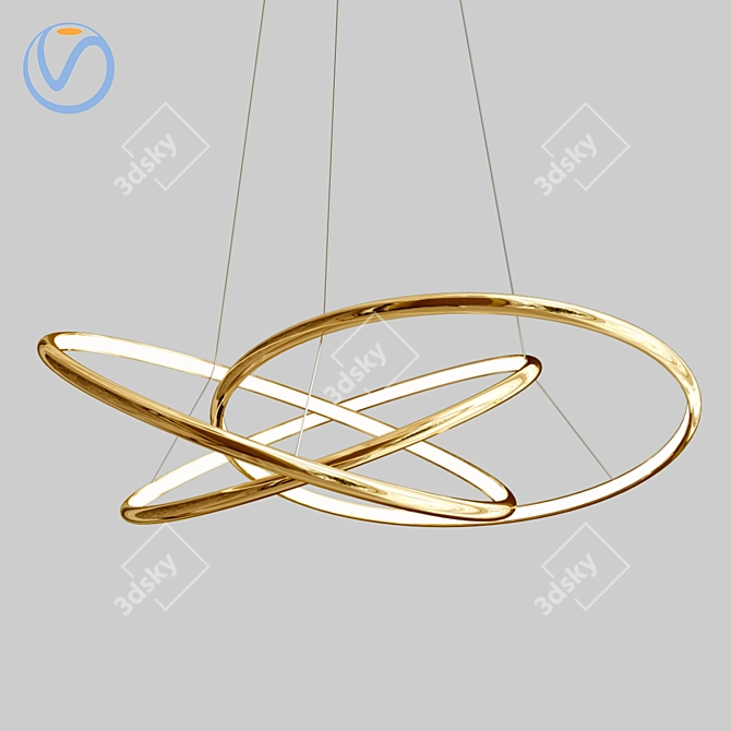 Cosmic Copper Pendant: Small LED Saturn 3D model image 2