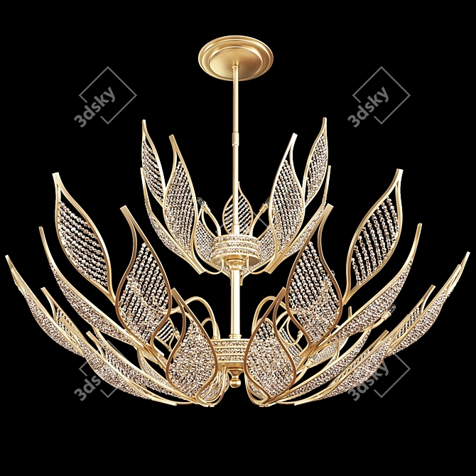 Luxury Italian Gold Chandelier 3D model image 2