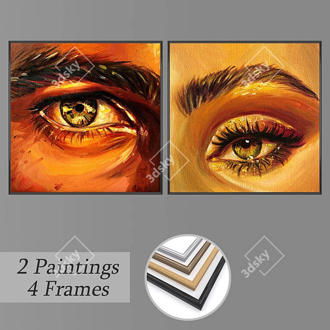 Multi-frame Wall Paintings Set 3D model image 1