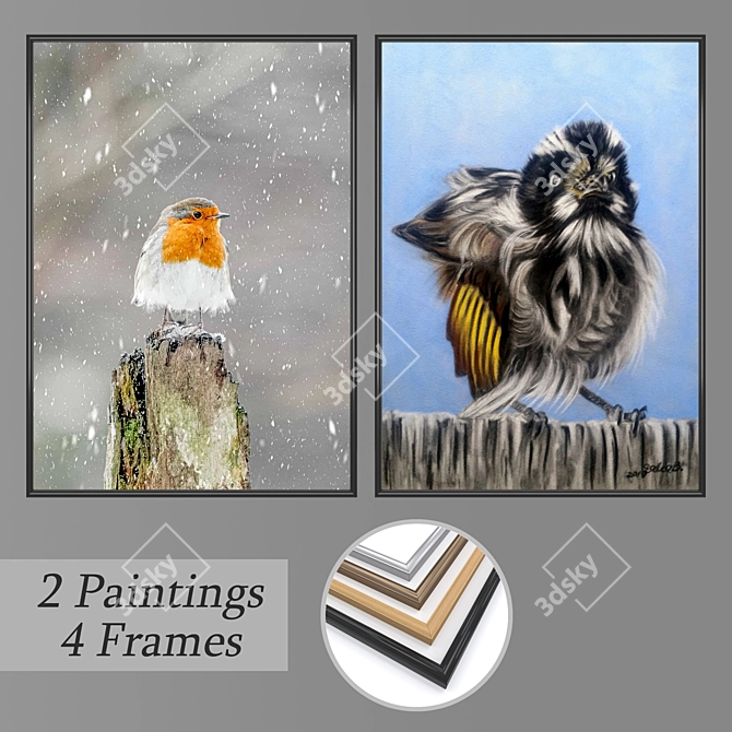 Elegant Framed Wall Art Set 3D model image 1