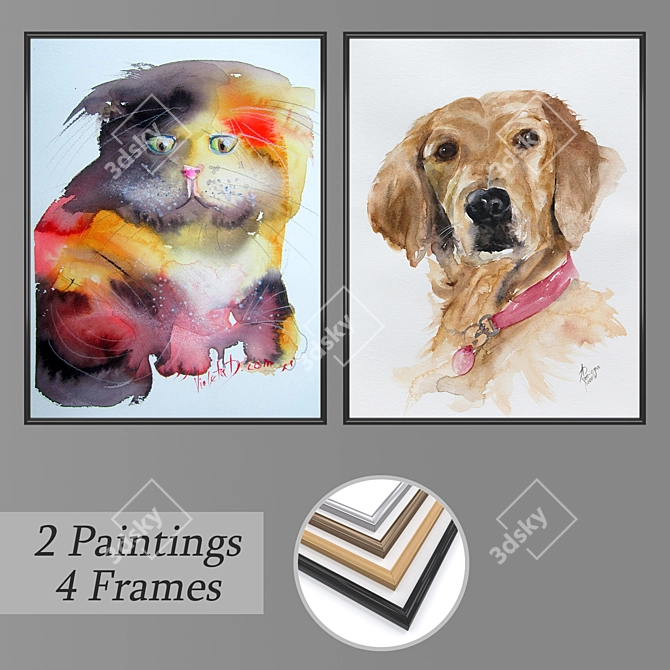 Modern Wall Art Set with Multiple Frame Options 3D model image 1