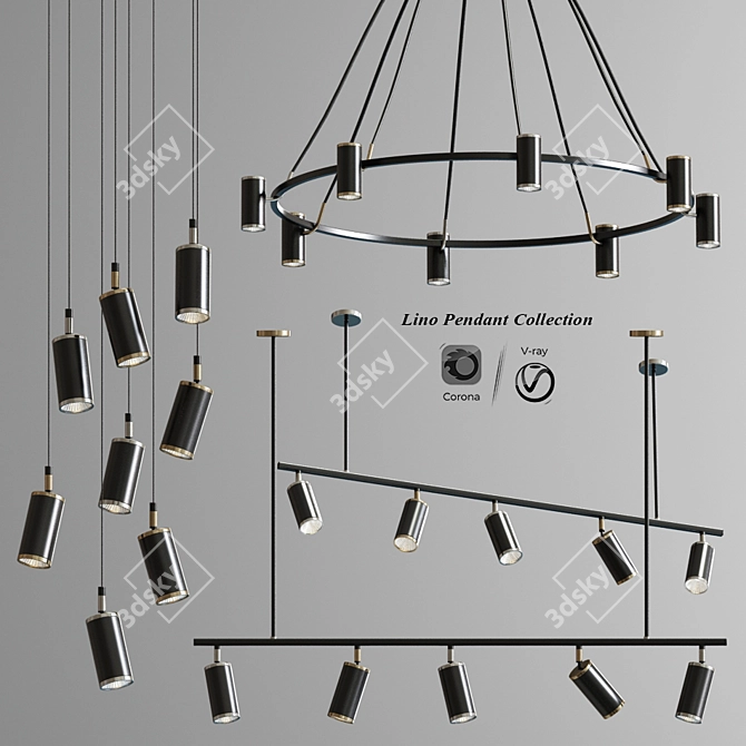 Sleek LED Pendant Collection 3D model image 1