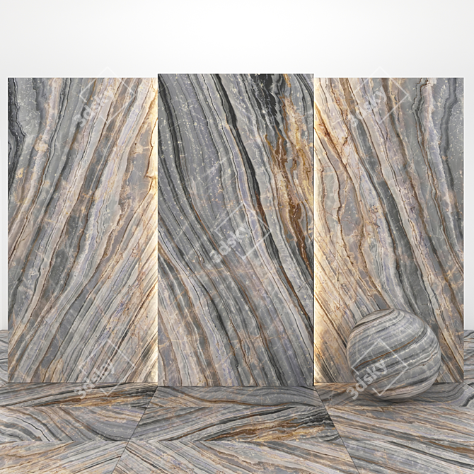 Gilded Opulence: Luxury Golden Marble 3D model image 2