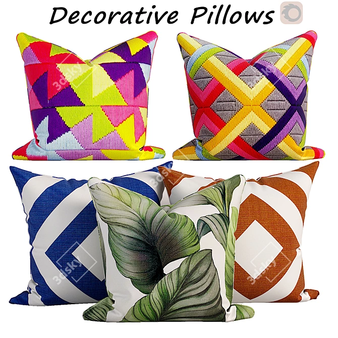 Elegant Pillow Set - 565 Designs 3D model image 1