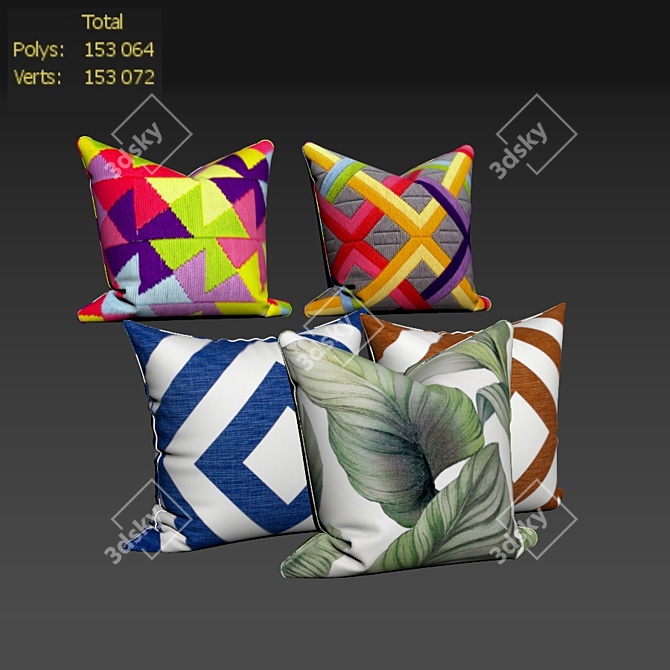 Elegant Pillow Set - 565 Designs 3D model image 2