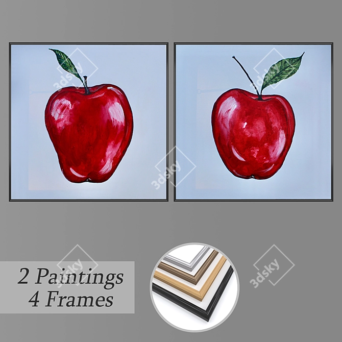 Artistic Wall Paintings Set 3D model image 1