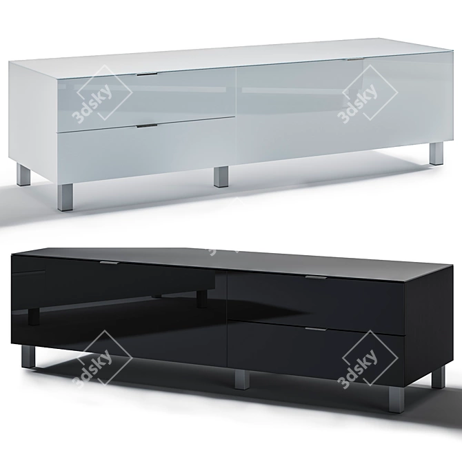 Modern Black and White TV Stand 3D model image 1