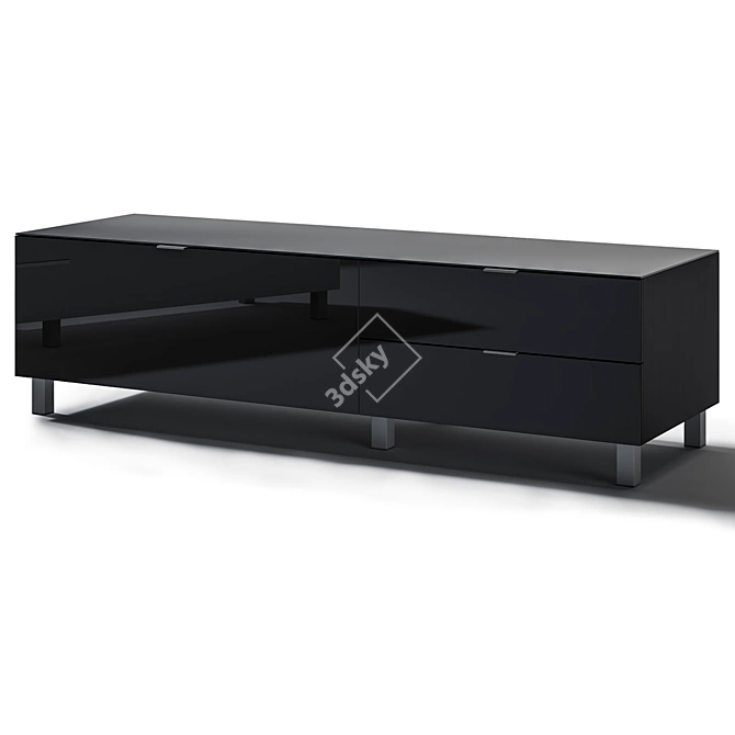 Modern Black and White TV Stand 3D model image 2