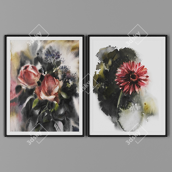 Black Frame Picture Duo 3D model image 1