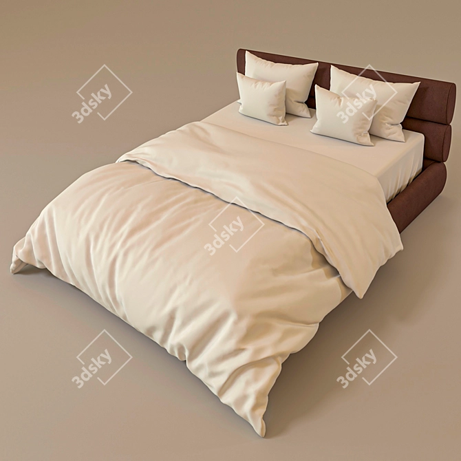 Sleek Modern Bed - 1600 x 2000mm 3D model image 4