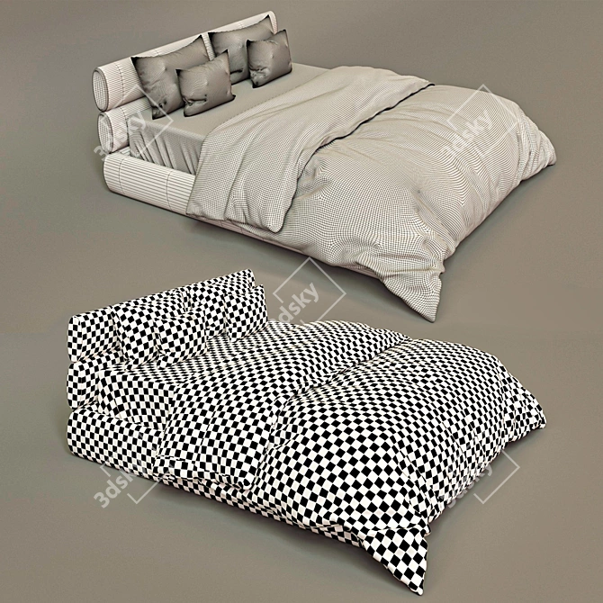 Sleek Modern Bed - 1600 x 2000mm 3D model image 5