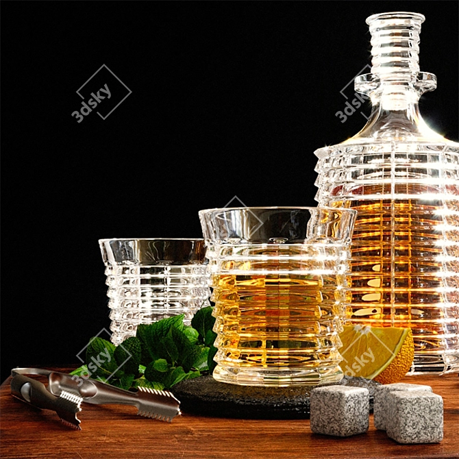 Luxury Crystal Whiskey Decanter Set 3D model image 2