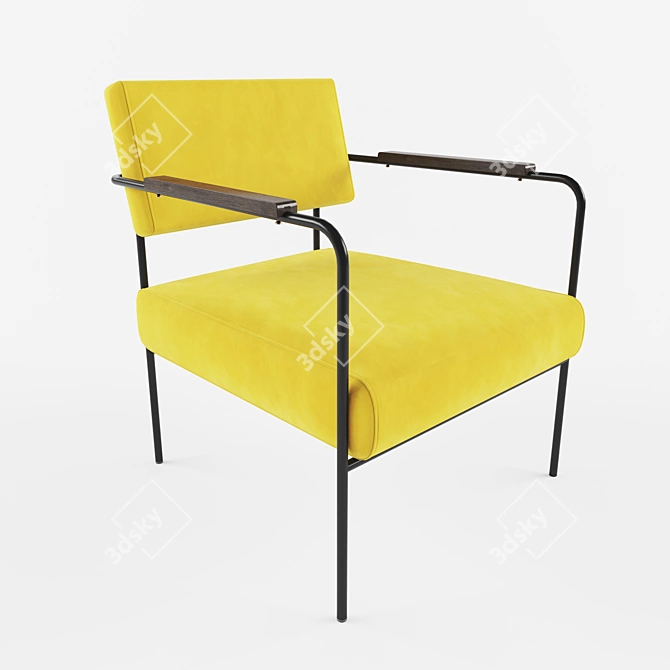 Yellow Velvet Armchair: Cloe 3D model image 1