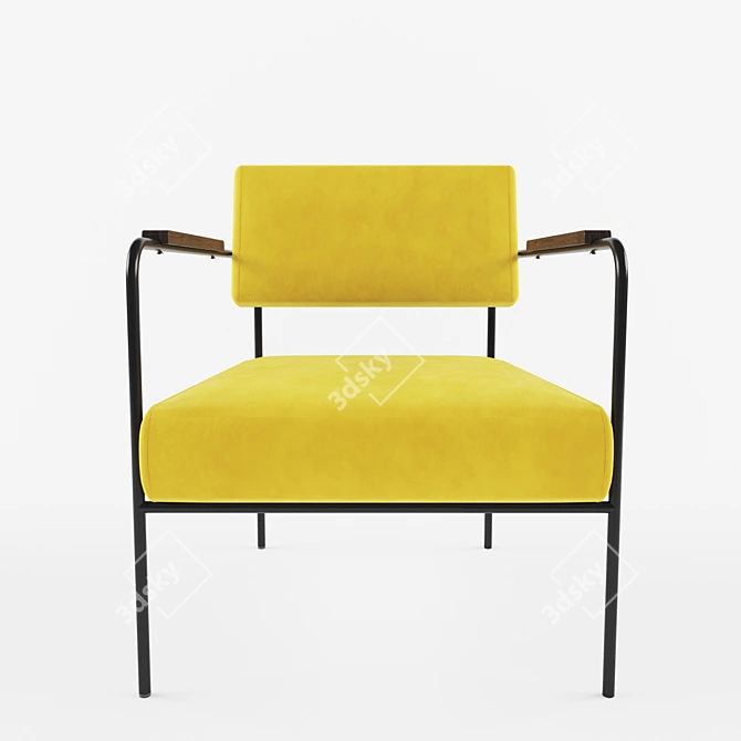 Yellow Velvet Armchair: Cloe 3D model image 2