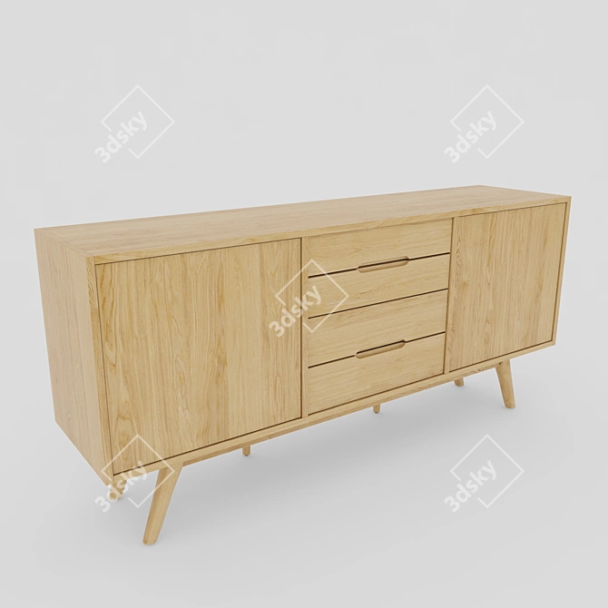 Scandinavian Oak Sideboard 3D model image 1