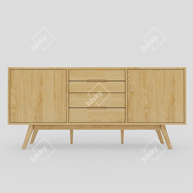 Scandinavian Oak Sideboard 3D model image 2