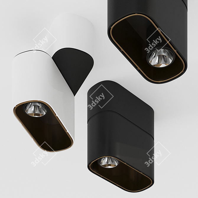 Sleek Metal Ceiling Spotlight 3D model image 2