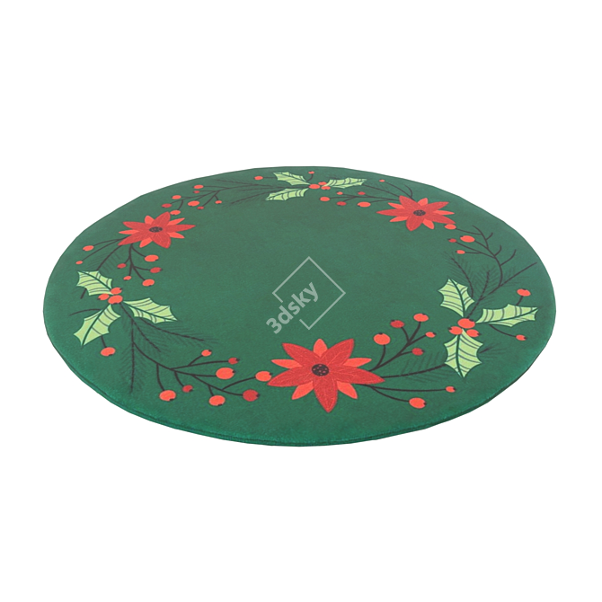 Poinsettia Christmas Tree Rug 3D model image 2