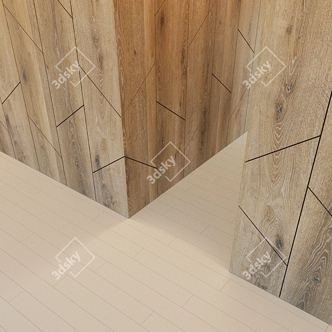 Title: Wooden Corner Wall Panel - Decorative 3D Design 3D model image 3