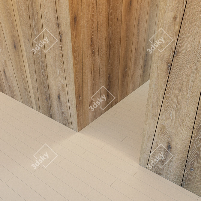 Wooden Corner Wall Panel Decor 3D model image 3