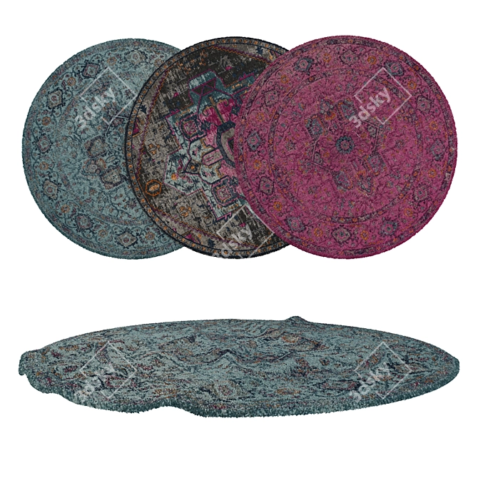 Round Carpets Set: Versatile and Realistic 3D model image 1