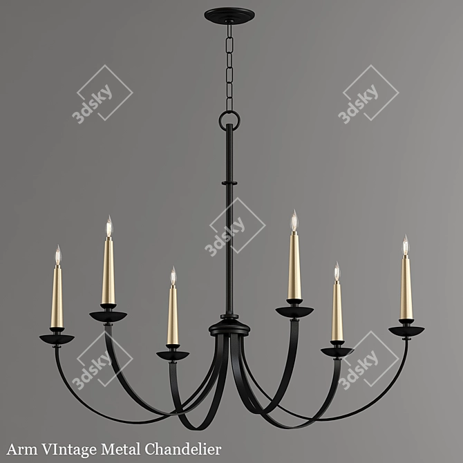 Vintage Arm Metal Chandelier 3D model image 1