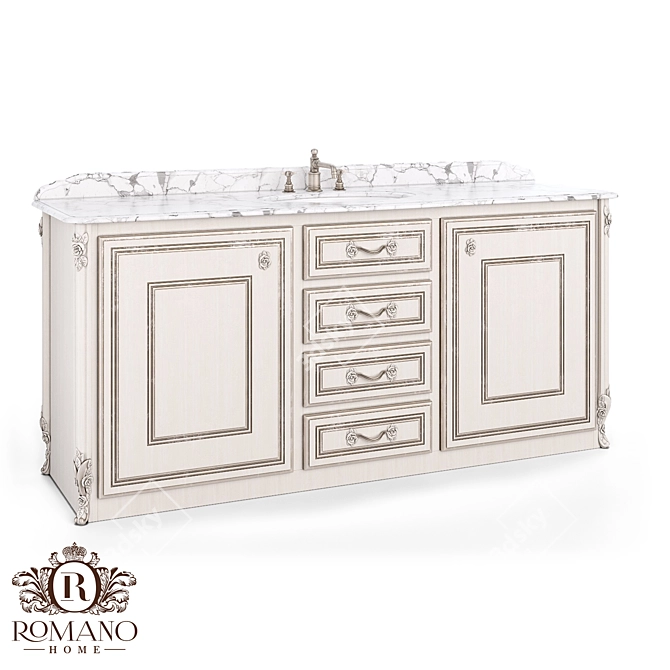 Handcrafted Bathroom Cabinet: Nicole Romano Home 3D model image 1