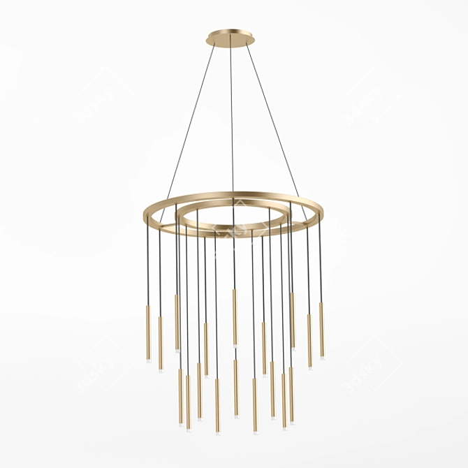 Title: Elegant 18-Light Matte Brass Pendant 3D model image 2