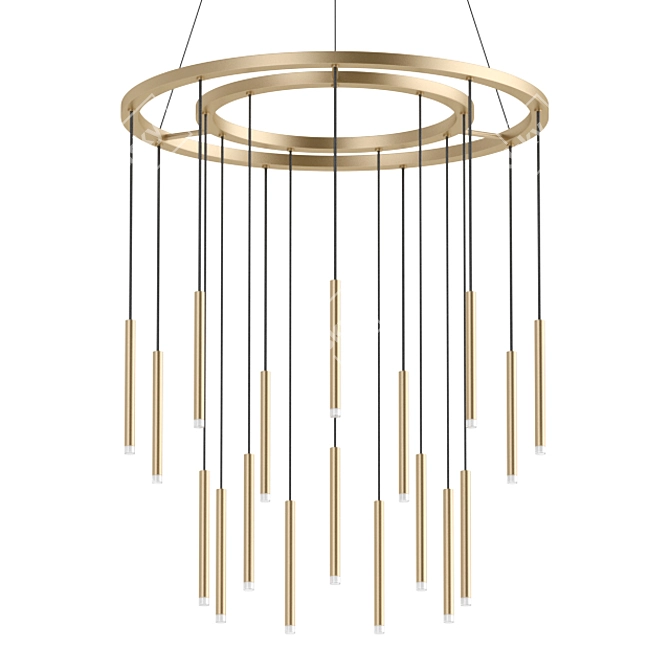 Title: Elegant 18-Light Matte Brass Pendant 3D model image 5