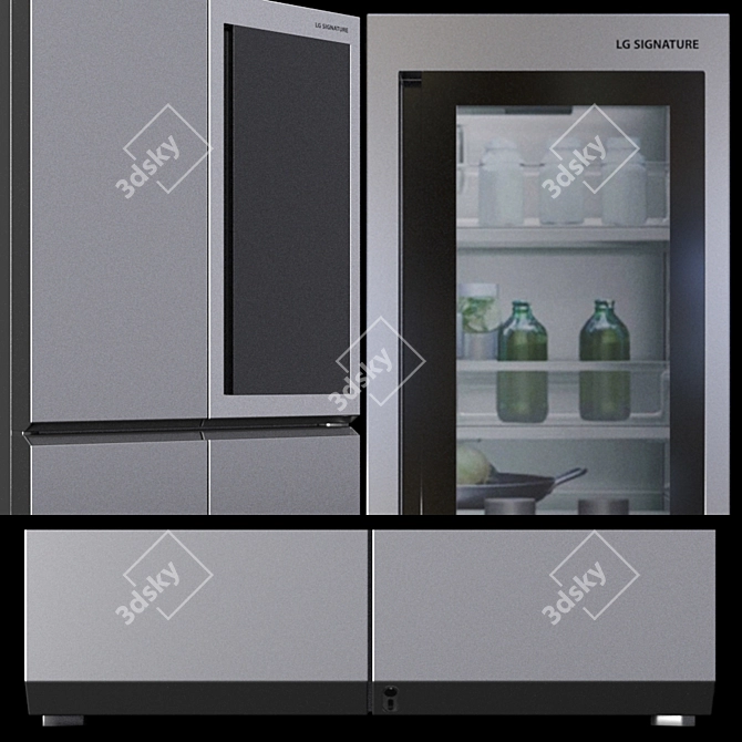 LG Appliance Set: EasyClean Oven, Linear Compressor Fridge, Gas Cooktop, Inverter Microwave, Hood 3D model image 2