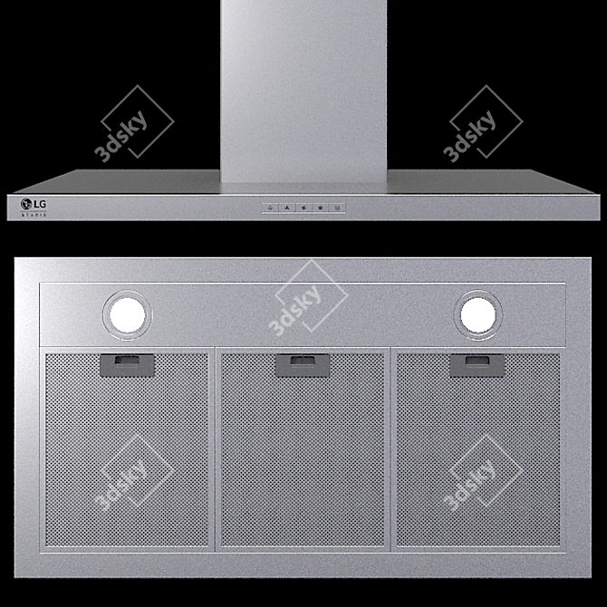 LG Appliance Set: EasyClean Oven, Linear Compressor Fridge, Gas Cooktop, Inverter Microwave, Hood 3D model image 6