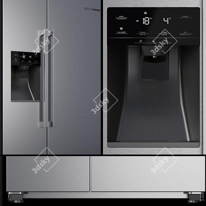 BOSCH Appliance Set: Oven, Microwave, Induction Cooktop with Integrated Hood, Decorative Extractor, Fridge 3D model image 1