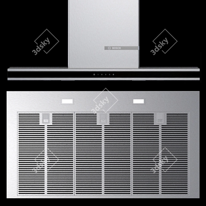 BOSCH Appliance Set: Oven, Microwave, Induction Cooktop with Integrated Hood, Decorative Extractor, Fridge 3D model image 3