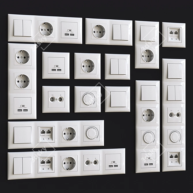 Schneider Sedna Wall Switch Sockets 3D model image 1