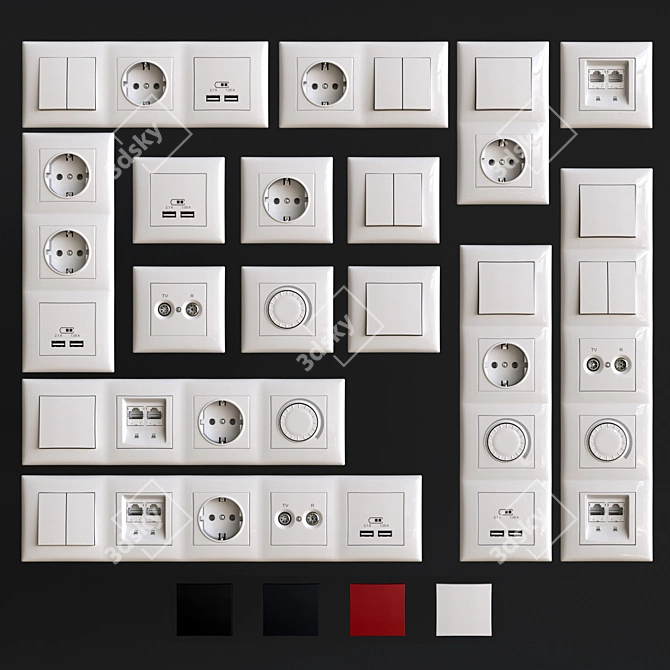 Schneider Sedna Wall Switch Sockets 3D model image 2