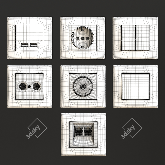 Schneider Sedna Wall Switch Sockets 3D model image 5