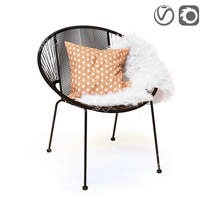 Vintage-inspired Joalie Armchair 3D model image 1