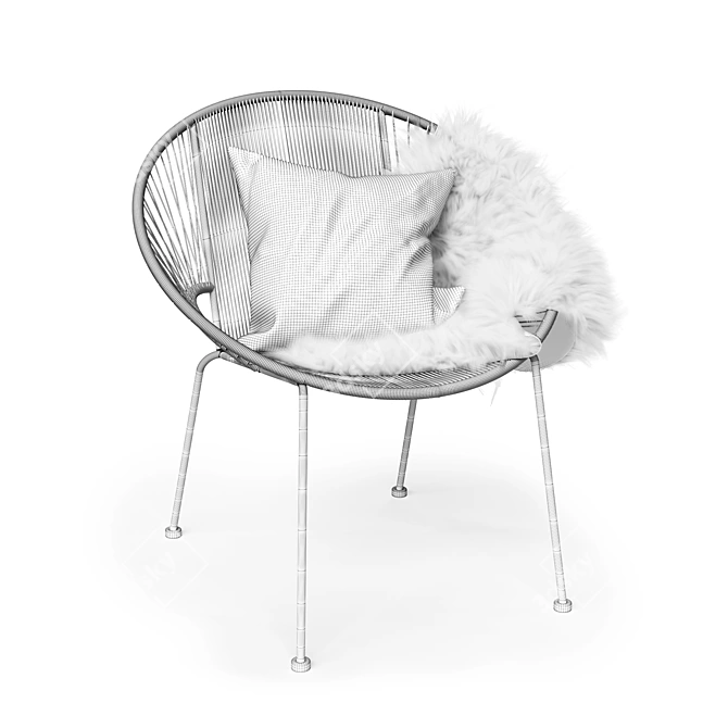 Vintage-inspired Joalie Armchair 3D model image 2