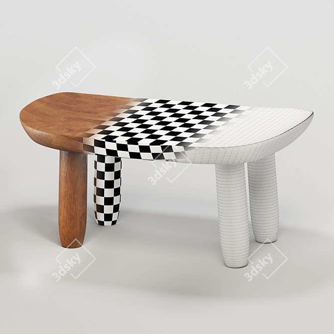 Zara Home Zen Bowed Stool 3D model image 5