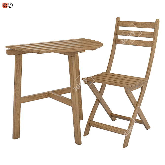 Outdoor Furniture Set: Table + Chair | Ikea ASKHOLMEN 3D model image 1
