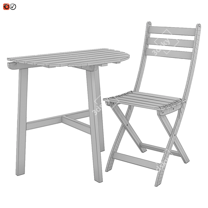 Outdoor Furniture Set: Table + Chair | Ikea ASKHOLMEN 3D model image 2