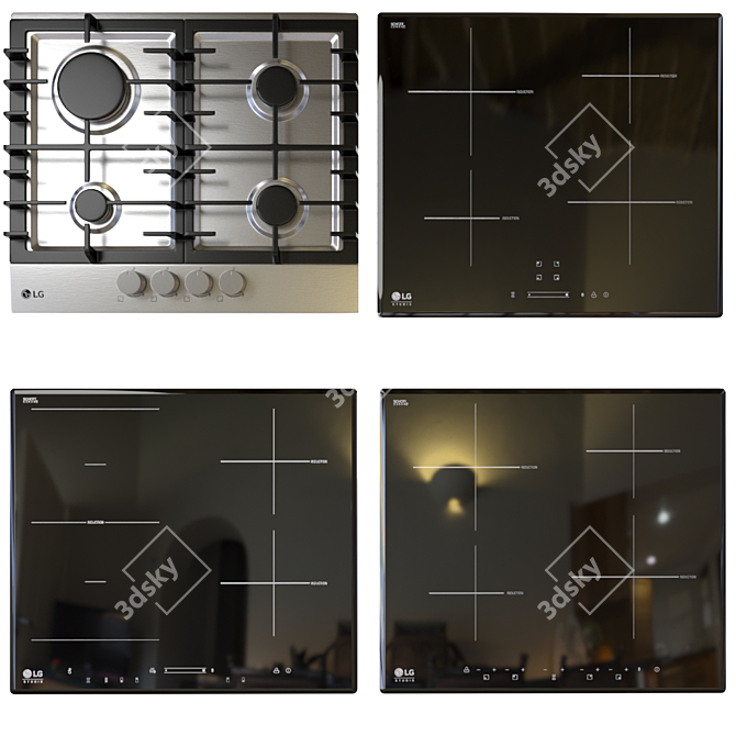 LG Cooktop Set: Induction & Gas 3D model image 1