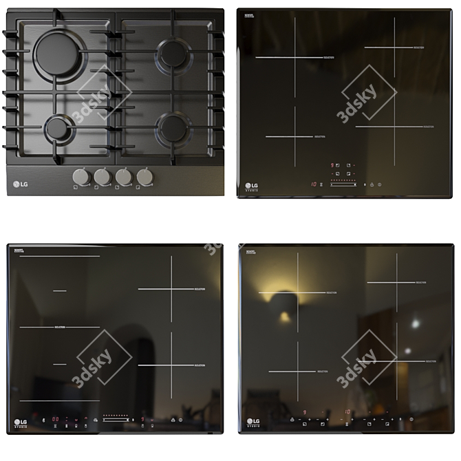 LG Cooktop Set: Induction & Gas 3D model image 2