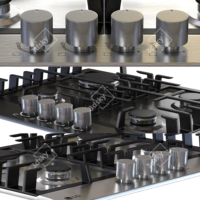 LG Cooktop Set: Induction & Gas 3D model image 3