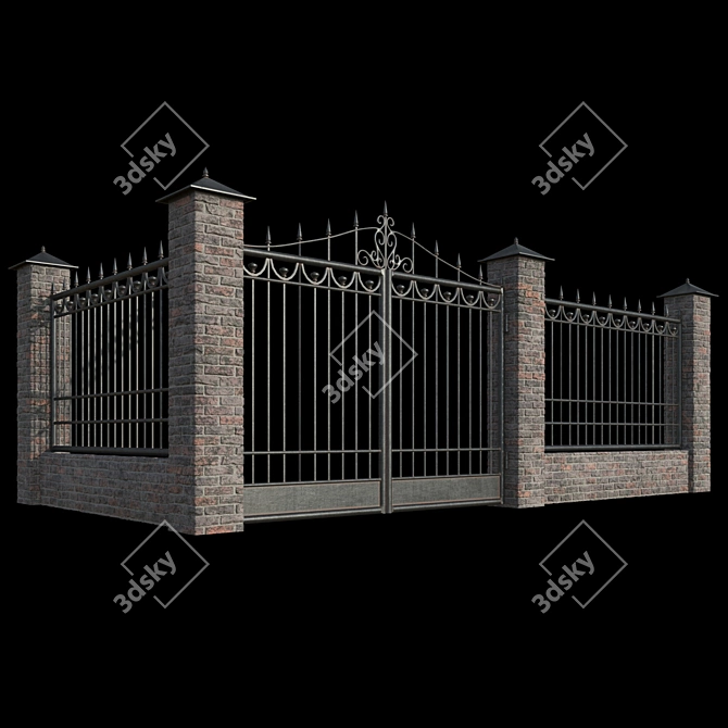 Metal Fence and Gate Panels 3D model image 1